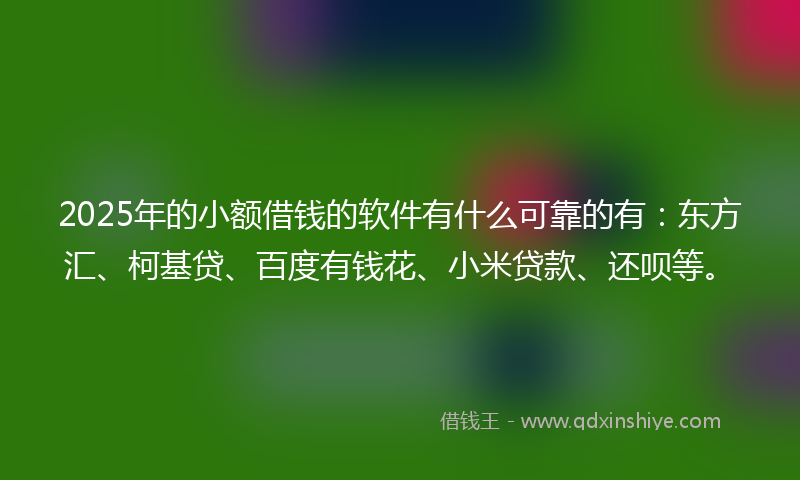 2025年的小额借钱的软件有什么可靠的有：东方汇、柯基贷、百度有钱花、小米贷款、还呗等。