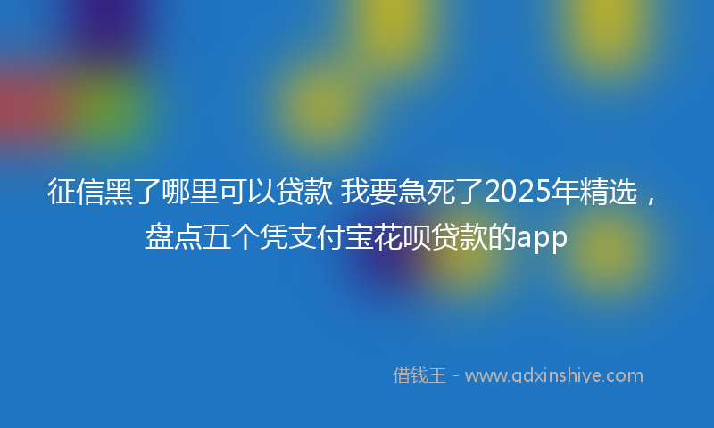 征信黑了哪里可以贷款 我要急死了2025年精选，盘点五个凭支付宝花呗贷款的app