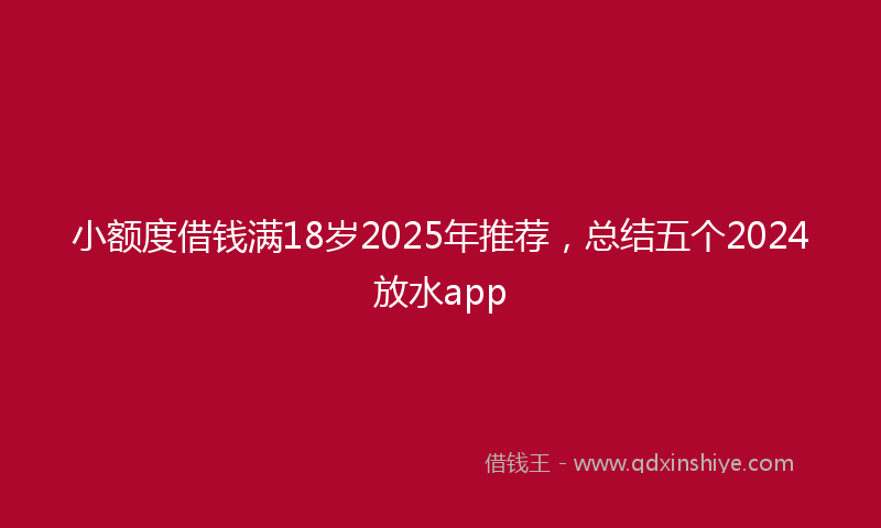 小额度借钱满18岁2025年推荐，总结五个2024放水app