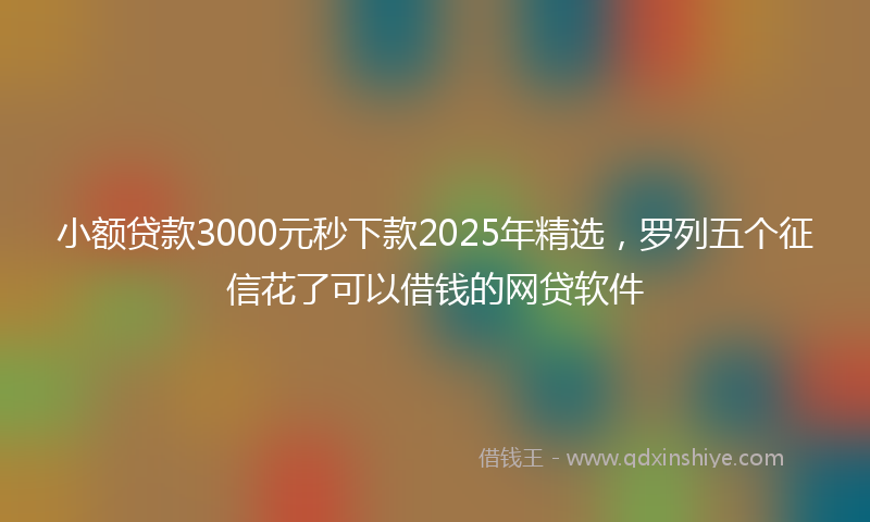 小额贷款3000元秒下款2025年精选，罗列五个征信花了可以借钱的网贷软件