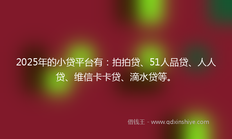 2025年的小贷平台有：拍拍贷、51人品贷、人人贷、维信卡卡贷、滴水贷等。