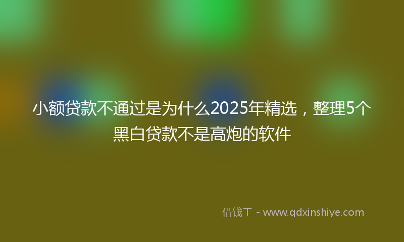 小额贷款不通过是为什么2025年精选，整理5个黑白贷款不是高炮的软件