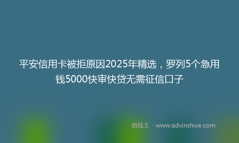 平安信用卡被拒原因2025年精选，罗列5个急用钱5000快审快贷无需征信口子