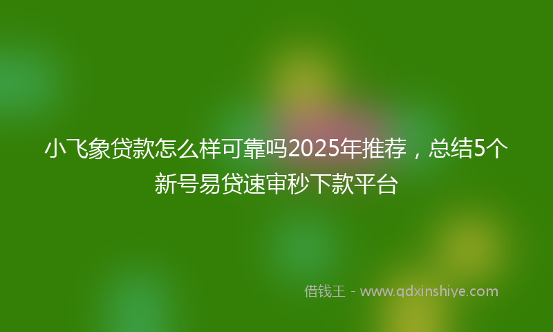 小飞象贷款怎么样可靠吗2025年推荐，总结5个新号易贷速审秒下款平台