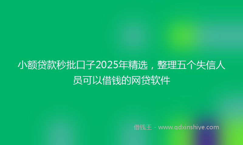 小额贷款秒批口子2025年精选，整理五个失信人员可以借钱的网贷软件
