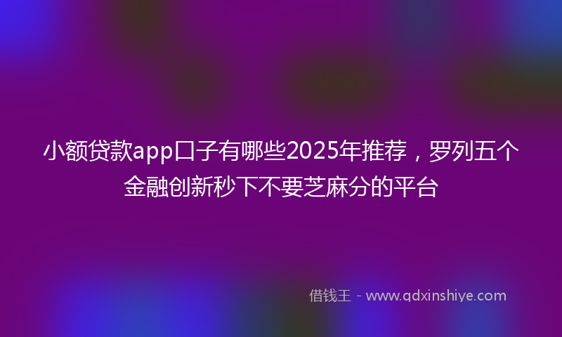 小额贷款app口子有哪些2025年推荐，罗列五个金融创新秒下不要芝麻分的平台