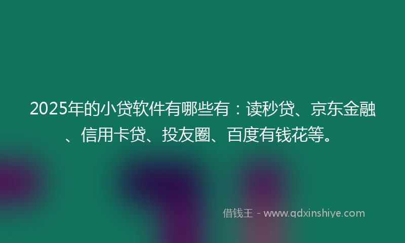 2025年的小贷软件有哪些有：读秒贷、京东金融、信用卡贷、投友圈、百度有钱花等。