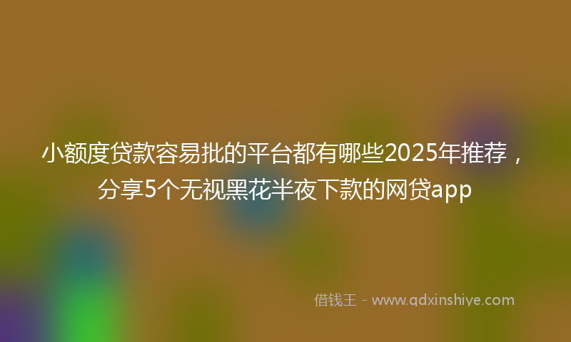 小额度贷款容易批的平台都有哪些2025年推荐，分享5个无视黑花半夜下款的网贷app