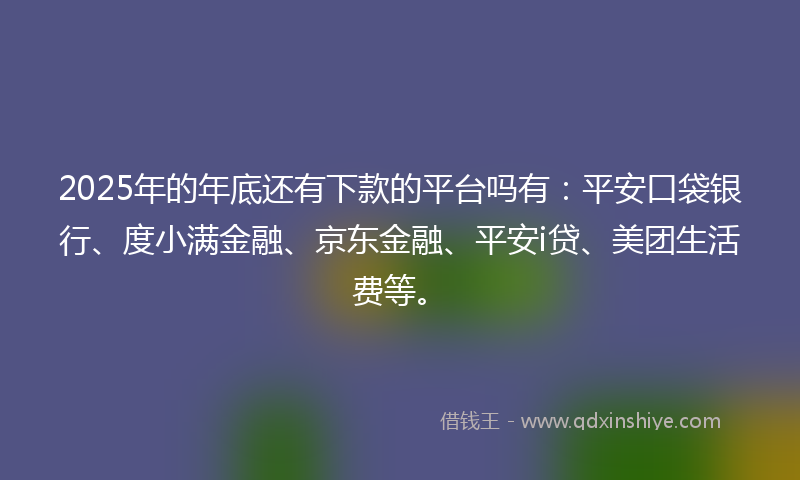 2025年的年底还有下款的平台吗有：平安口袋银行、度小满金融、京东金融、平安i贷、美团生活费等。