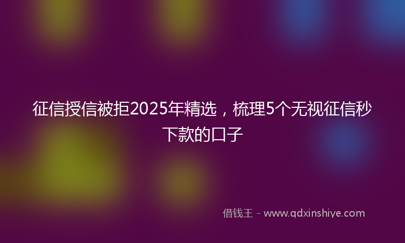 征信授信被拒2025年精选，梳理5个无视征信秒下款的口子