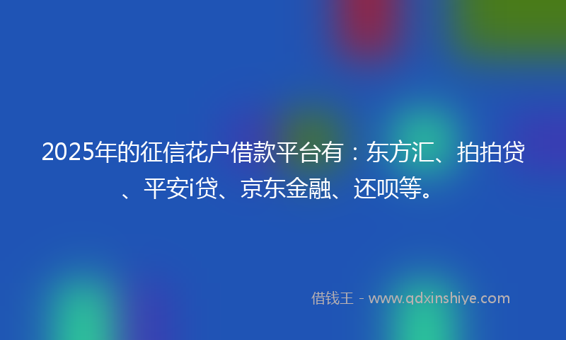 2025年的征信花户借款平台有：东方汇、拍拍贷、平安i贷、京东金融、还呗等。