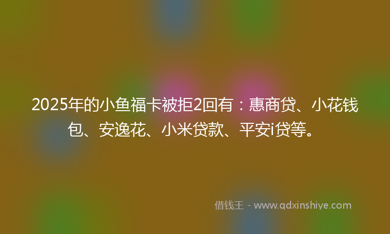 2025年的小鱼福卡被拒2回有：惠商贷、小花钱包、安逸花、小米贷款、平安i贷等。