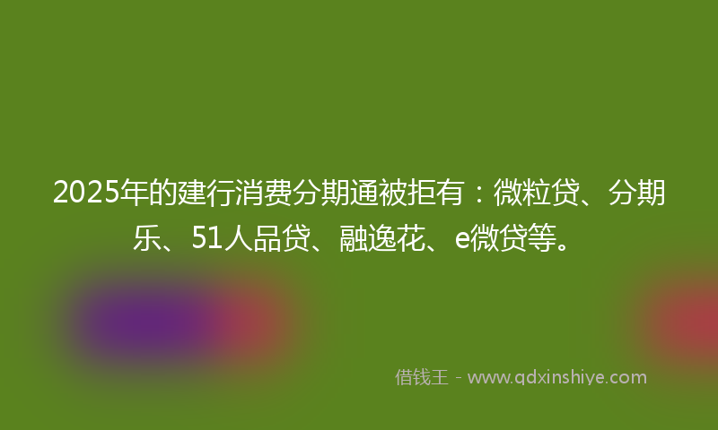 2025年的建行消费分期通被拒有：微粒贷、分期乐、51人品贷、融逸花、e微贷等。