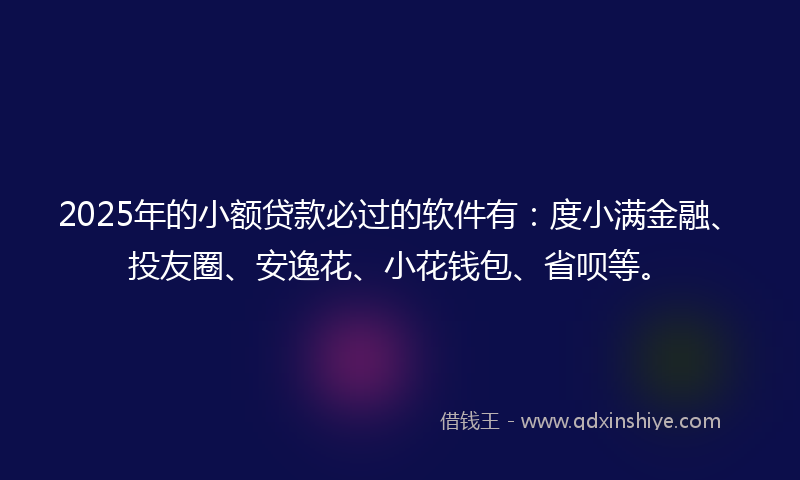 2025年的小额贷款必过的软件有：度小满金融、投友圈、安逸花、小花钱包、省呗等。