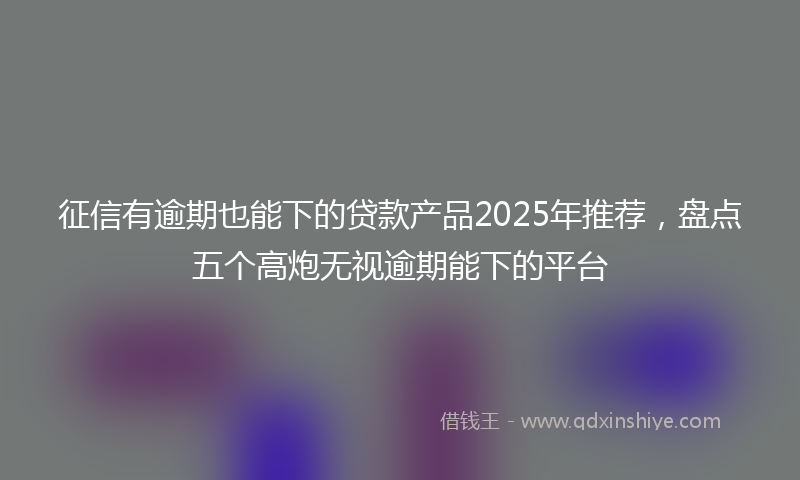 征信有逾期也能下的贷款产品2025年推荐，盘点五个高炮无视逾期能下的平台