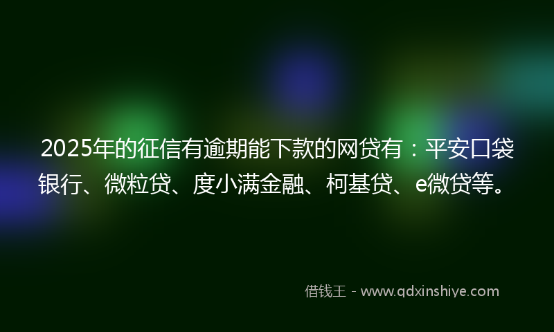 2025年的征信有逾期能下款的网贷有：平安口袋银行、微粒贷、度小满金融、柯基贷、e微贷等。