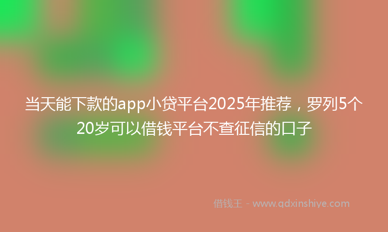 当天能下款的app小贷平台2025年推荐，罗列5个20岁可以借钱平台不查征信的口子