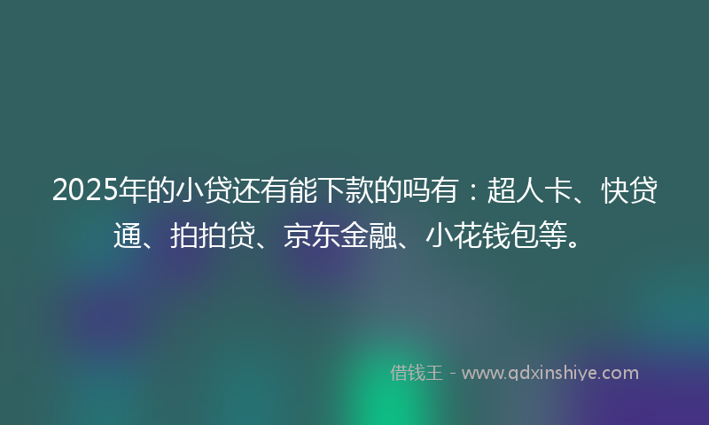 2025年的小贷还有能下款的吗有：超人卡、快贷通、拍拍贷、京东金融、小花钱包等。