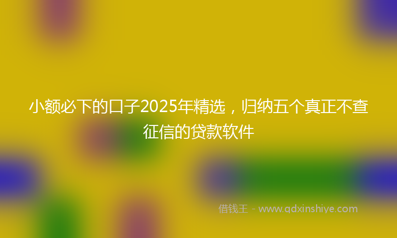 小额必下的口子2025年精选，归纳五个真正不查征信的贷款软件