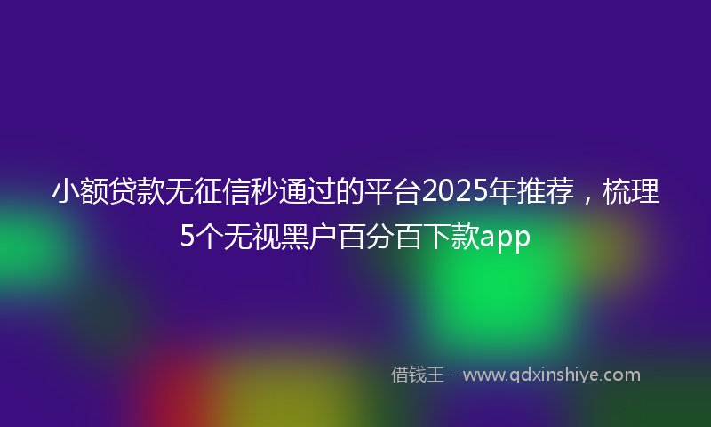 小额贷款无征信秒通过的平台2025年推荐，梳理5个无视黑户百分百下款app