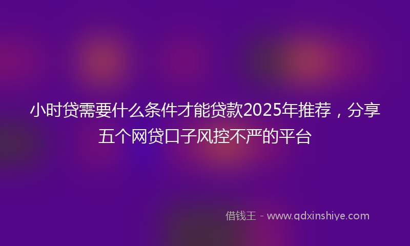 小时贷需要什么条件才能贷款2025年推荐，分享五个网贷口子风控不严的平台