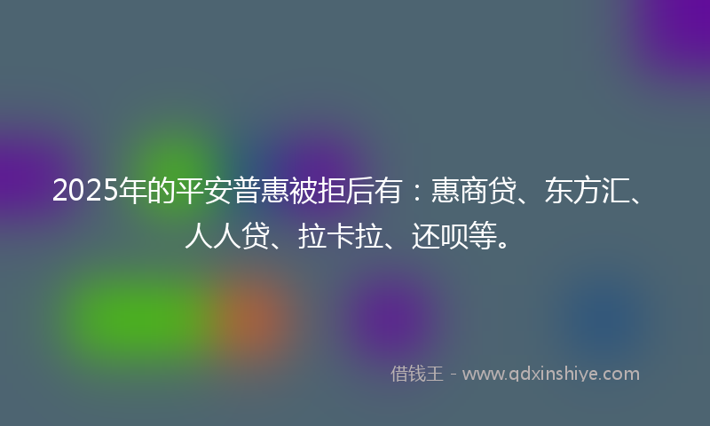 2025年的平安普惠被拒后有：惠商贷、东方汇、人人贷、拉卡拉、还呗等。