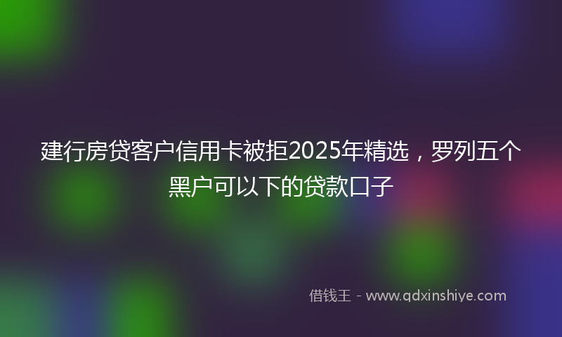 建行房贷客户信用卡被拒2025年精选，罗列五个黑户可以下的贷款口子
