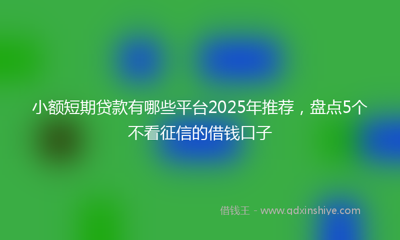 小额短期贷款有哪些平台2025年推荐，盘点5个不看征信的借钱口子