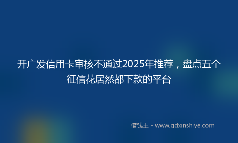 开广发信用卡审核不通过2025年推荐，盘点五个征信花居然都下款的平台