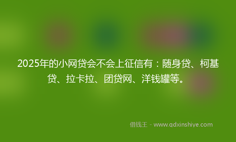 2025年的小网贷会不会上征信有：随身贷、柯基贷、拉卡拉、团贷网、洋钱罐等。