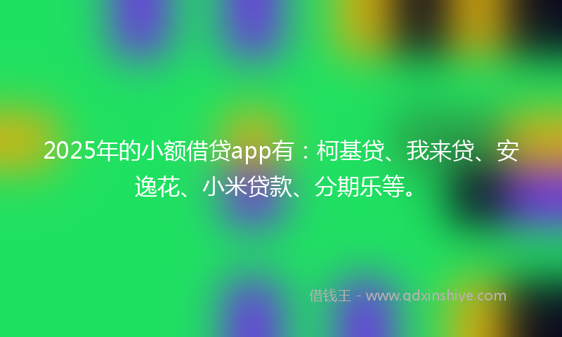 2025年的小额借贷app有：柯基贷、我来贷、安逸花、小米贷款、分期乐等。