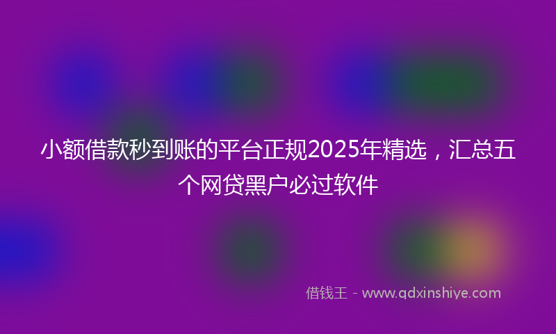 小额借款秒到账的平台正规2025年精选，汇总五个网贷黑户必过软件