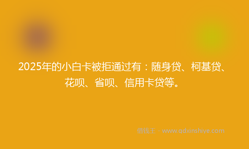 2025年的小白卡被拒通过有：随身贷、柯基贷、花呗、省呗、信用卡贷等。