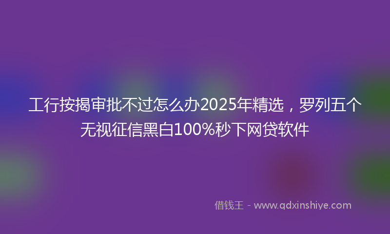 工行按揭审批不过怎么办2025年精选，罗列五个无视征信黑白100%秒下网贷软件