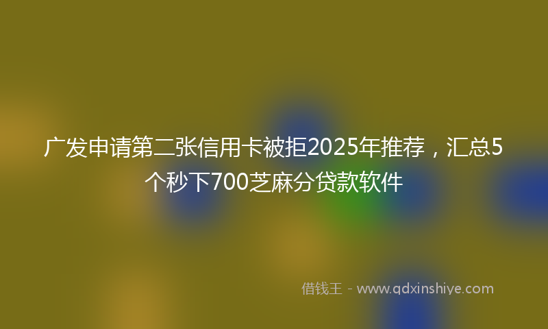 广发申请第二张信用卡被拒2025年推荐，汇总5个秒下700芝麻分贷款软件