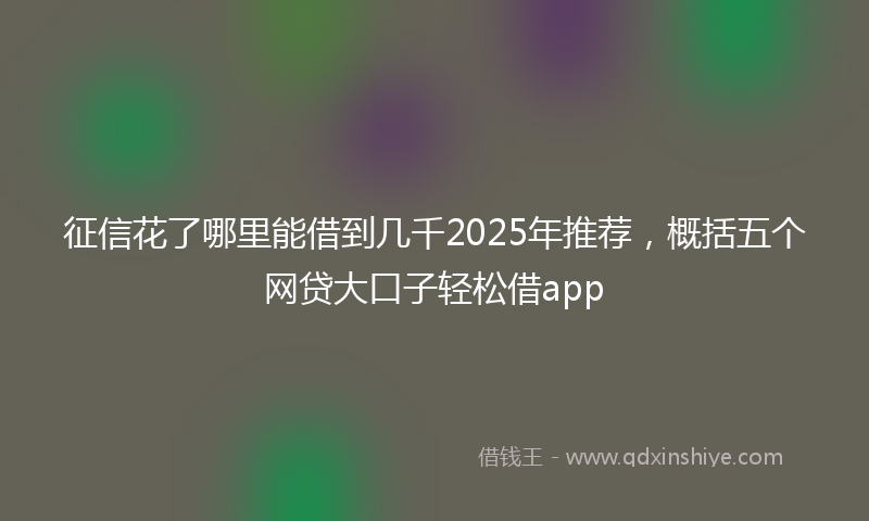 征信花了哪里能借到几千2025年推荐，概括五个网贷大口子轻松借app