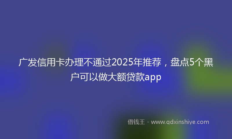 广发信用卡办理不通过2025年推荐，盘点5个黑户可以做大额贷款app