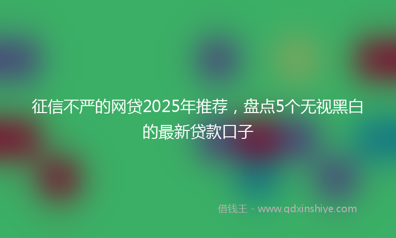 征信不严的网贷2025年推荐，盘点5个无视黑白的最新贷款口子