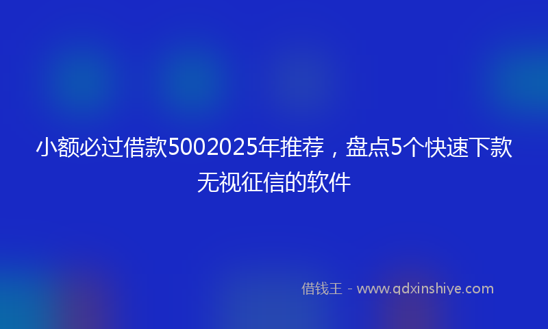 小额必过借款5002025年推荐，盘点5个快速下款无视征信的软件