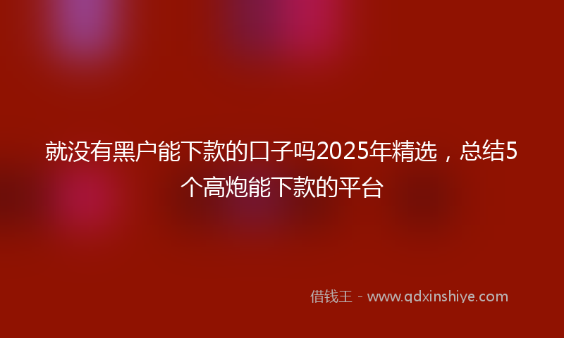 就没有黑户能下款的口子吗2025年精选，总结5个高炮能下款的平台