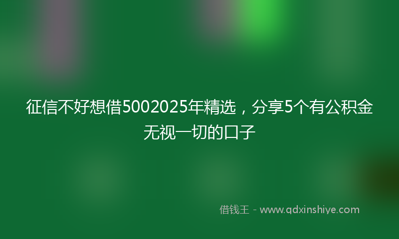 征信不好想借5002025年精选，分享5个有公积金无视一切的口子