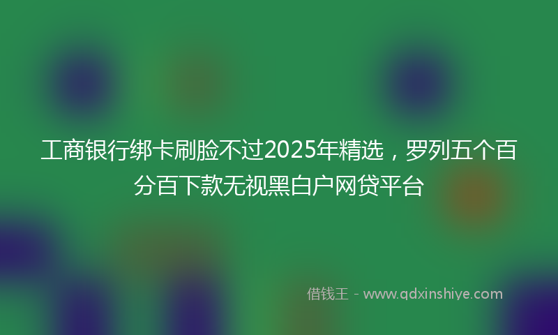 工商银行绑卡刷脸不过2025年精选，罗列五个百分百下款无视黑白户网贷平台