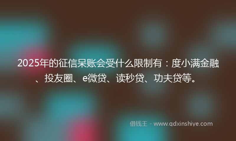 2025年的征信呆账会受什么限制有：度小满金融、投友圈、e微贷、读秒贷、功夫贷等。
