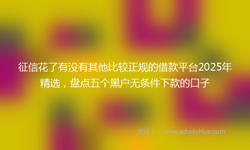 征信花了有没有其他比较正规的借款平台2025年精选，盘点五个黑户无条件下款的口子