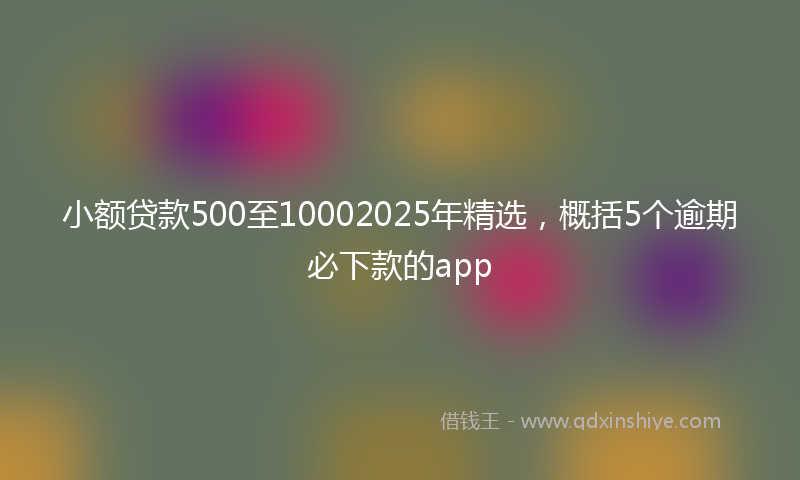 小额贷款500至10002025年精选，概括5个逾期必下款的app