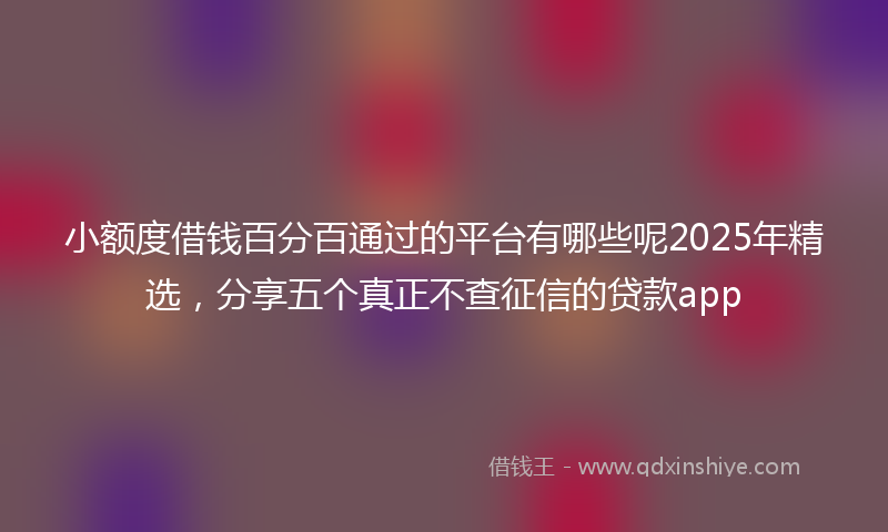 小额度借钱百分百通过的平台有哪些呢2025年精选，分享五个真正不查征信的贷款app