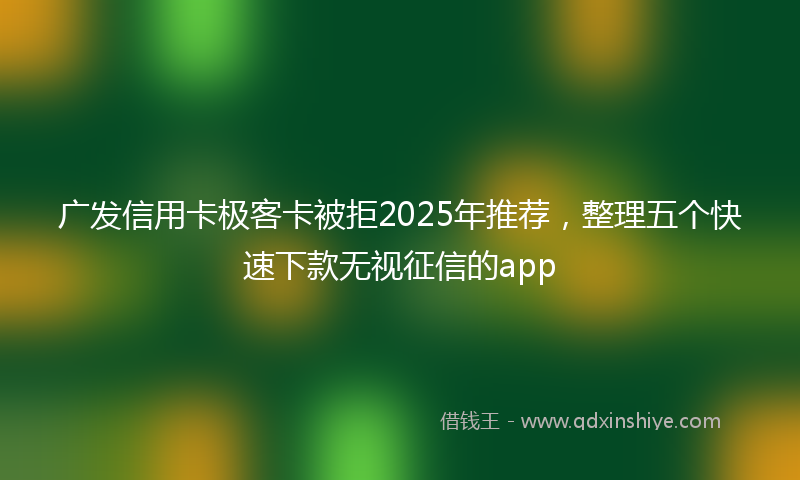 广发信用卡极客卡被拒2025年推荐，整理五个快速下款无视征信的app