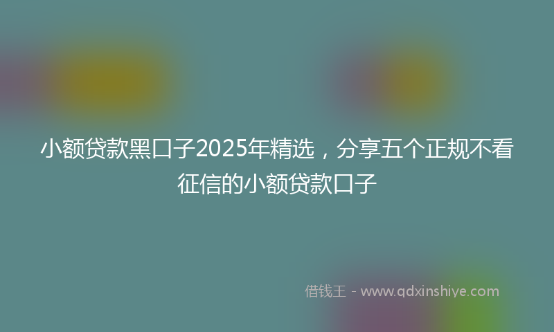 小额贷款黑口子2025年精选，分享五个正规不看征信的小额贷款口子