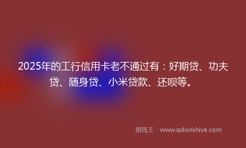 2025年的工行信用卡老不通过有：好期贷、功夫贷、随身贷、小米贷款、还呗等。