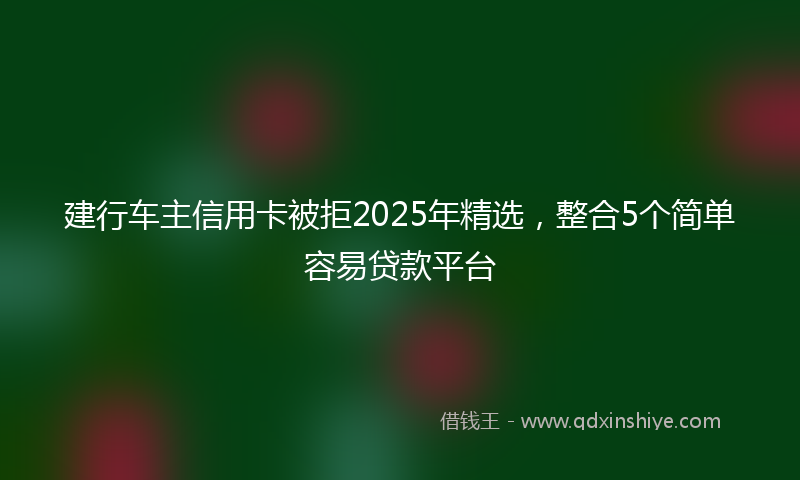 建行车主信用卡被拒2025年精选，整合5个简单容易贷款平台